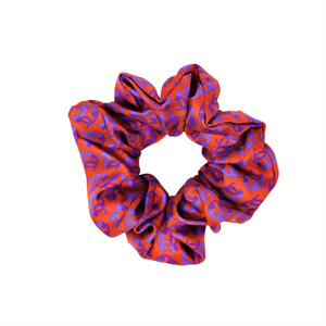 Ti Koro Nko Agyina Silk Scrunchie (Purples on Red)