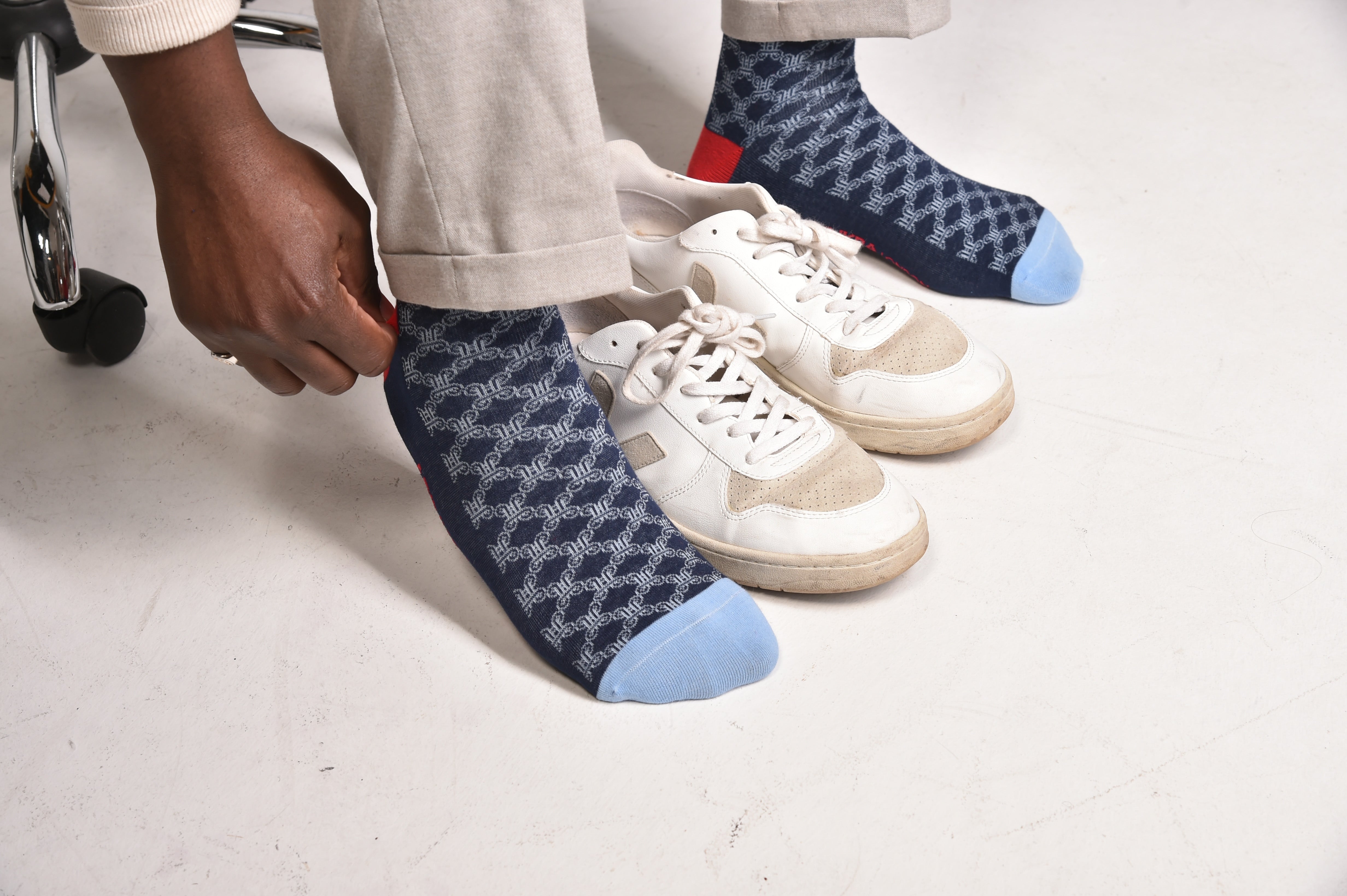 Mpatapo Combed Cotton Socks (Sky Blue on Blue)