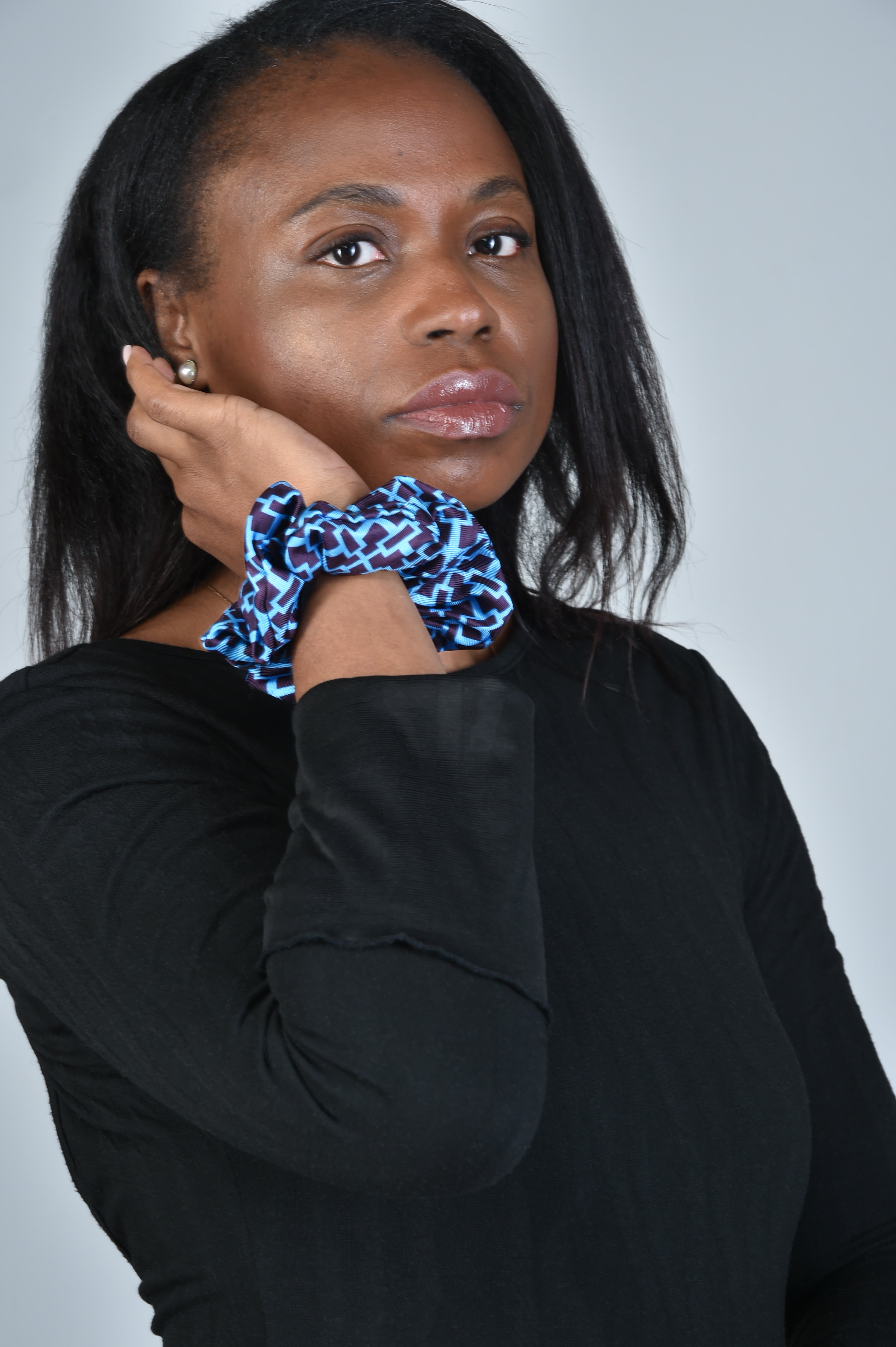 NSAA Silk Scrunchie (Blue on Purple Large Motif)
