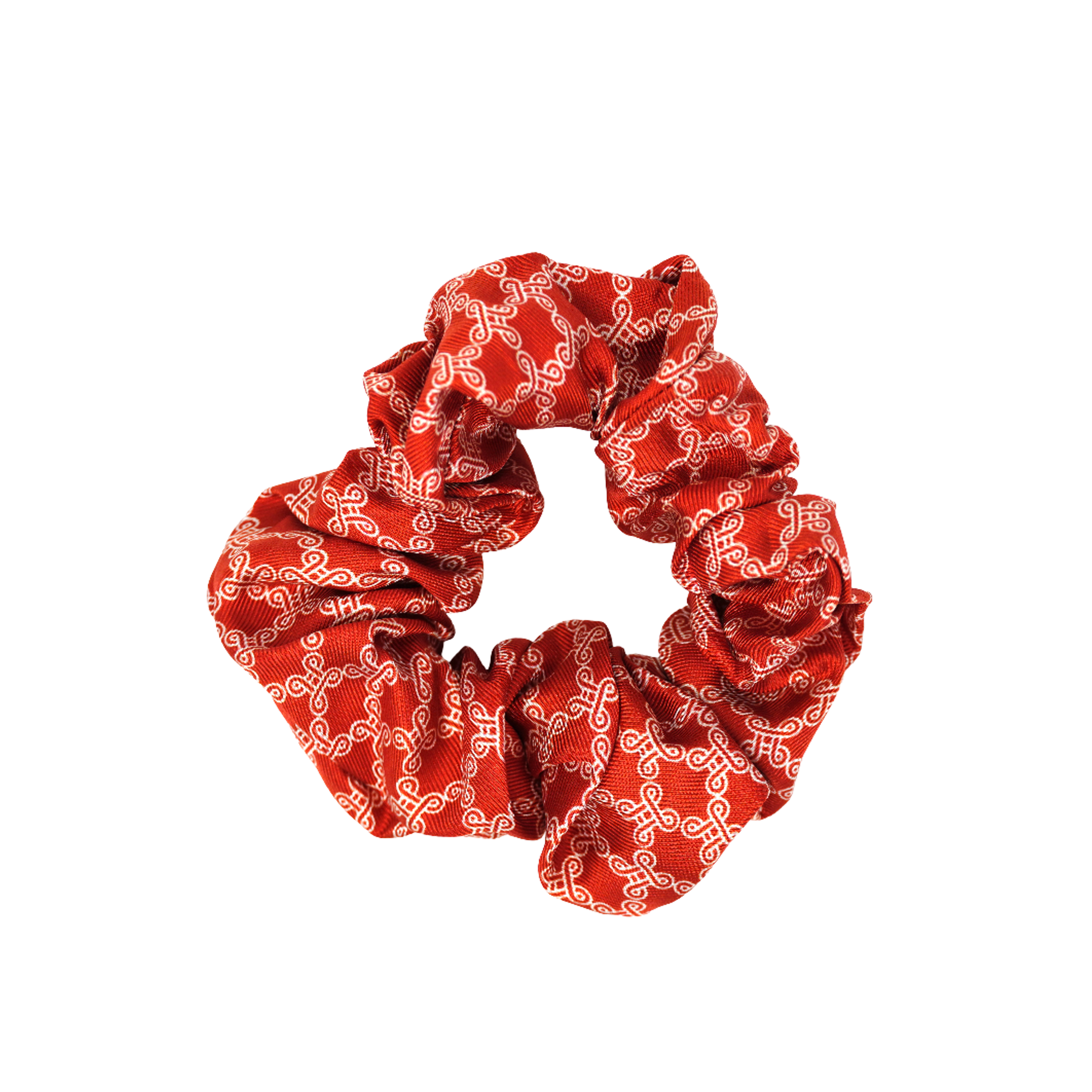 Mpatapo Silk Scrunchie (White on Red)