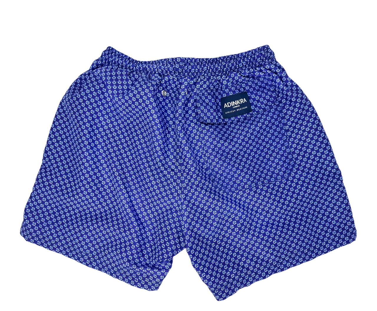 Ti Koro Nko Agyina Swim Shorts (White on Blue)