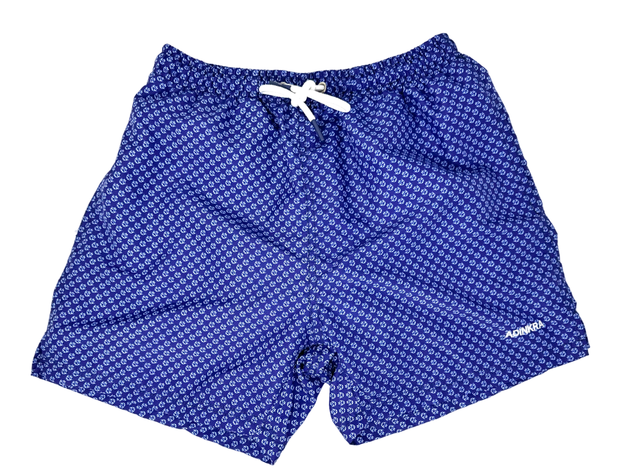 Ti Koro Nko Agyina Swim Shorts (White on Blue)