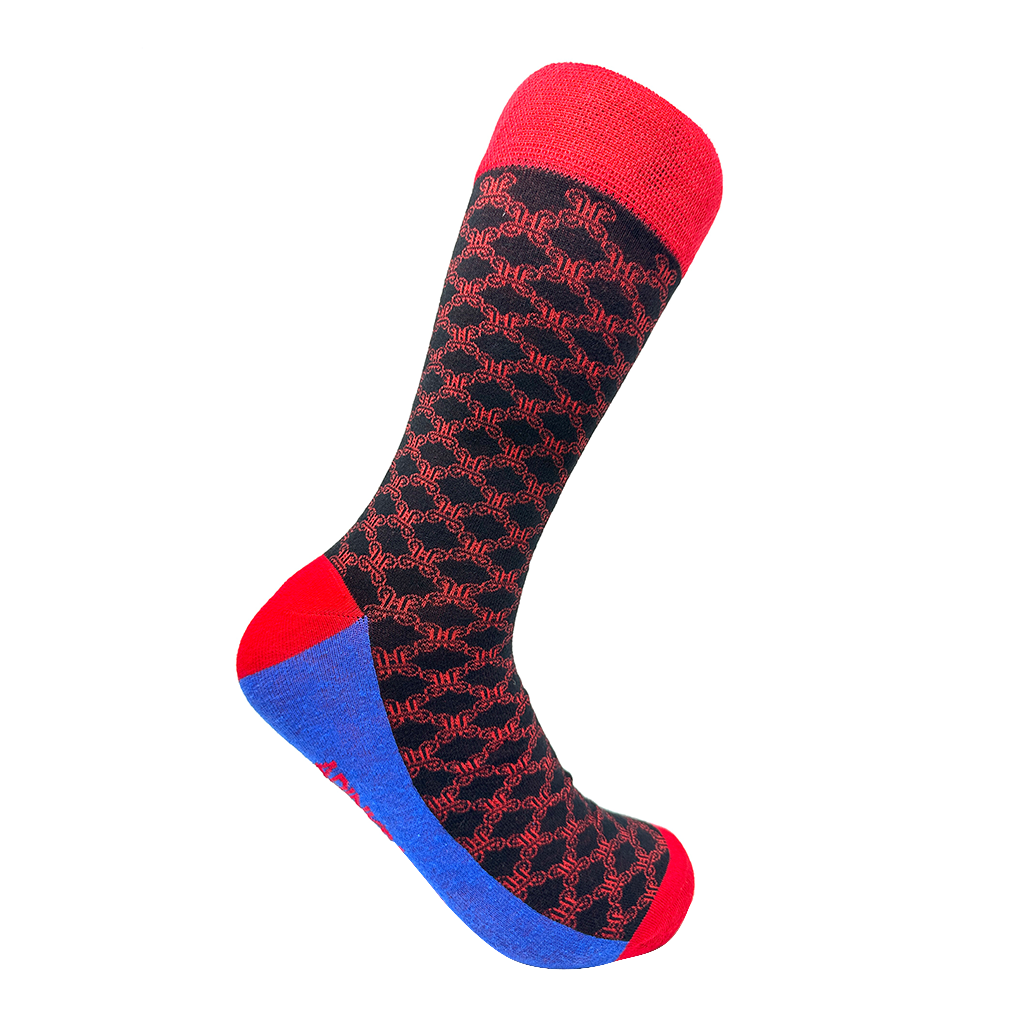 Mpatapo Combed Cotton Socks (Red on Black)
